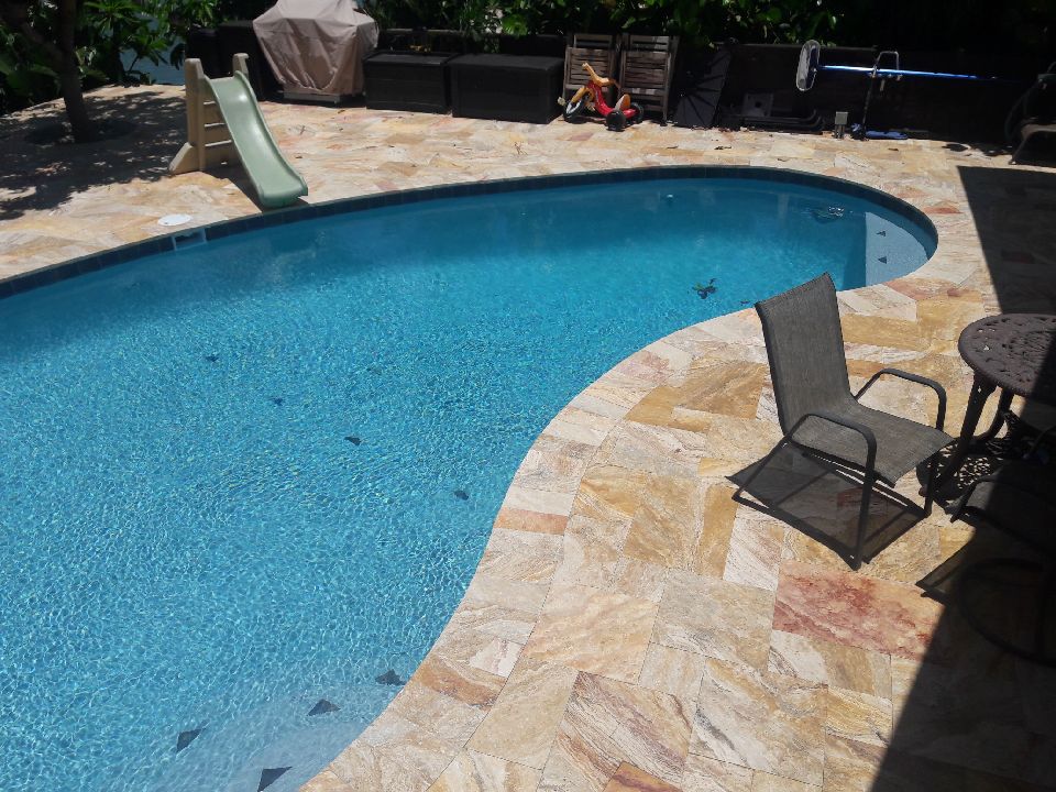 Landscaped yard with pool
