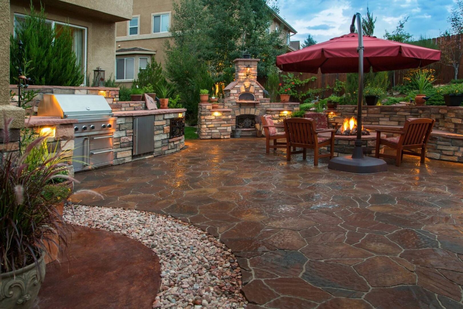 Paver Patio With a Fire Pit
